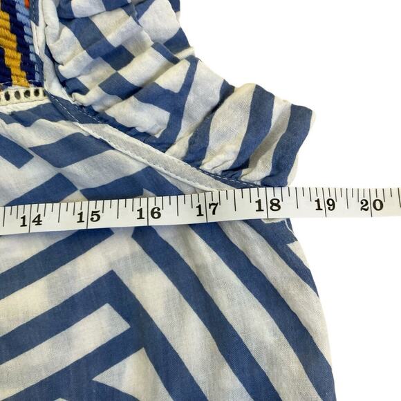 THML Boho Flutter Sleeve Ruffled Embroidered Top Blouse Geometric Print Spring S - Picture 16 of 16